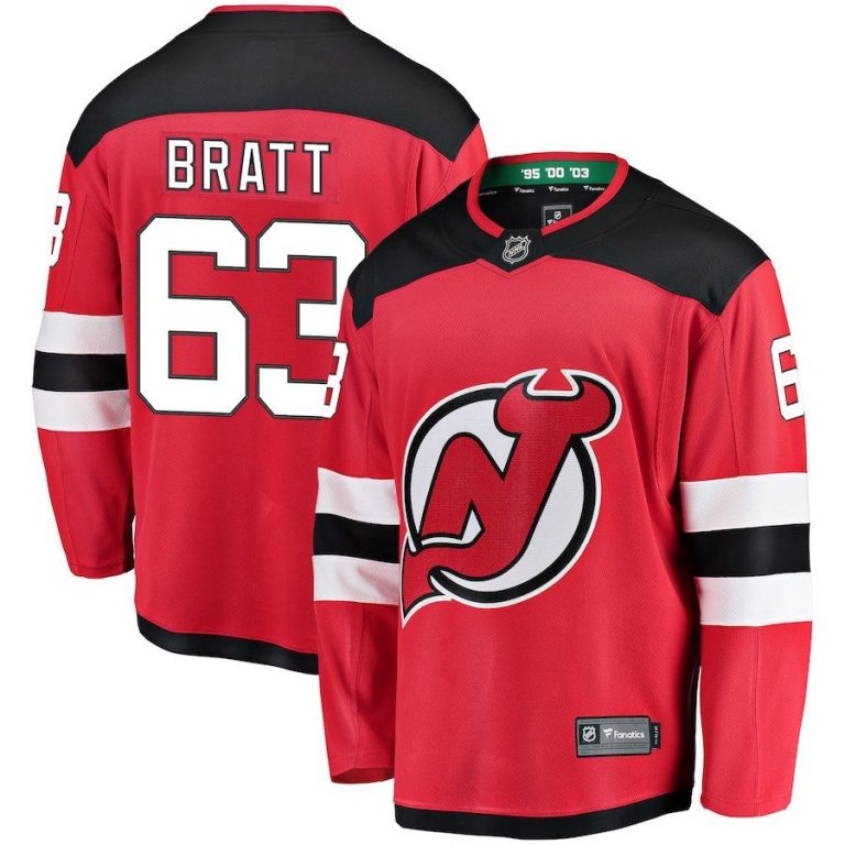 Men New Jersey Devils Jesper Bratt Red Home Breakaway Player Jersey