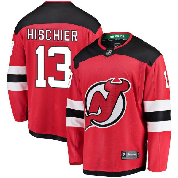 Men New Jersey Devils Nico Hischier Red Breakaway Player Jersey