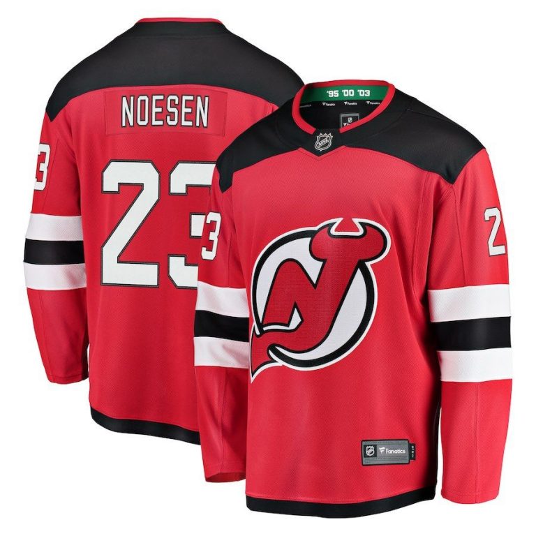 Men New Jersey Devils Stefan Noesen Red Home Breakaway Player Jersey