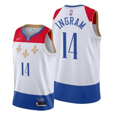 Men New Orleans Pelicans #14 Brandon Ingram White 2020-21 City Edition Jersey fleur-de-lis