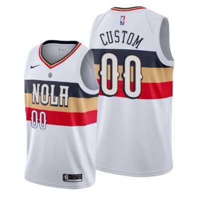 Men New Orleans Pelicans White Custom #00 Earned Jersey