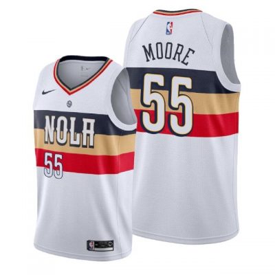 Men New Orleans Pelicans White E Twaun Moore #55 Earned Jersey