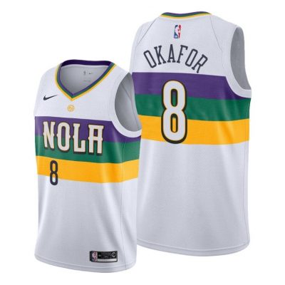 Men New Orleans Pelicans White Jahlil Okafor #8 City Jersey Men