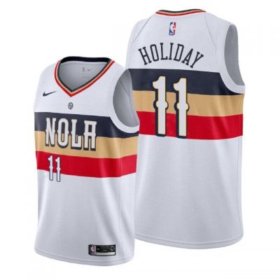 Men New Orleans Pelicans White Jrue Holiday #11 Earned Jersey