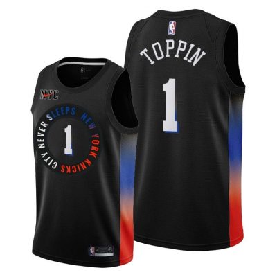 Men New York Knicks #1 Obi Toppin Black 2020-21 City Jersey 2020 NBA Draft