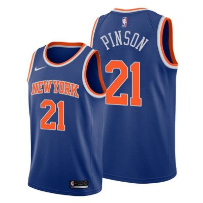 Men New York Knicks #21 Theo Pinson Blue 2020-21 Icon Jersey