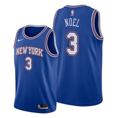 Men New York Knicks #3 Nerlens Noel Blue 2020-21 Statement Jersey