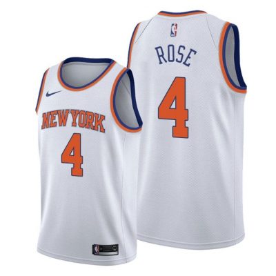 Men New York Knicks #4 Derrick Rose White 2020-21 Association Edition Jersey