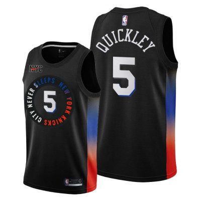 Men New York Knicks #5 Immanuel Quickley Black 2020-21 City Jersey 2020 NBA Draft