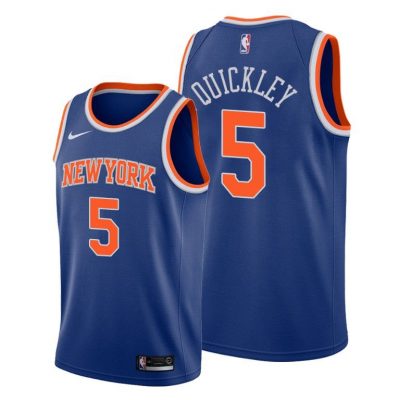 Men New York Knicks #5 Immanuel Quickley Blue 2020-21 Icon Jersey 2020 NBA Draft