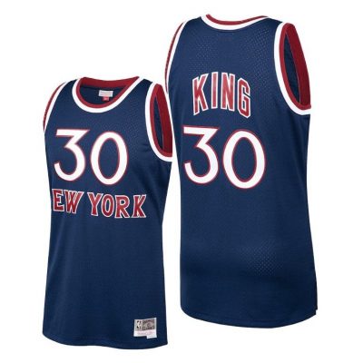 Men New York Knicks Bernard King Hardwood Classics Navy Player Jersey