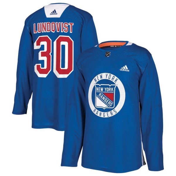 Men New York Rangers Henrik Lundqvist Blue Practice Player Jersey