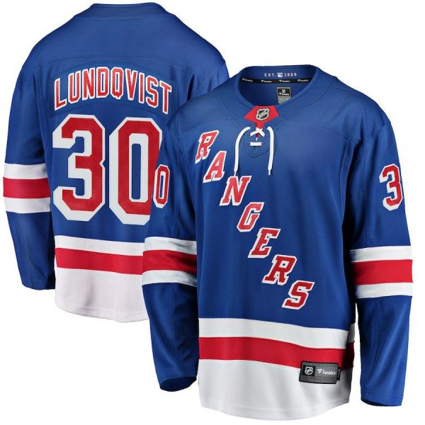 Men New York Rangers Henrik Lundqvist White Breakaway Player Jersey