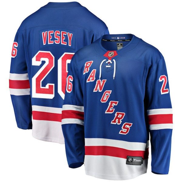 Men New York Rangers Jimmy Vesey Blue Home Breakaway Player Jersey