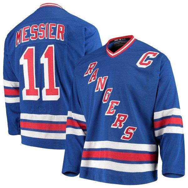Men New York Rangers Mark Messier Blue Heroes of Hockey Throwback Jersey