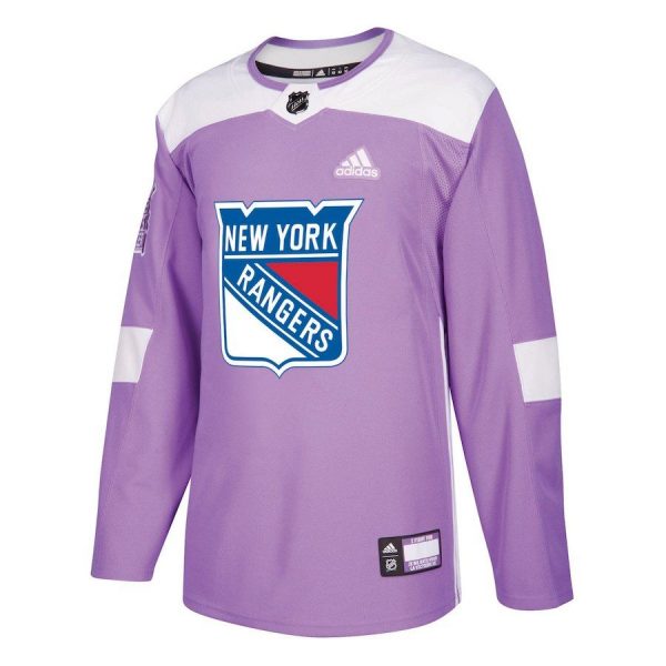 Men New York Rangers Purple Hockey Fights Cancer Practice Jersey