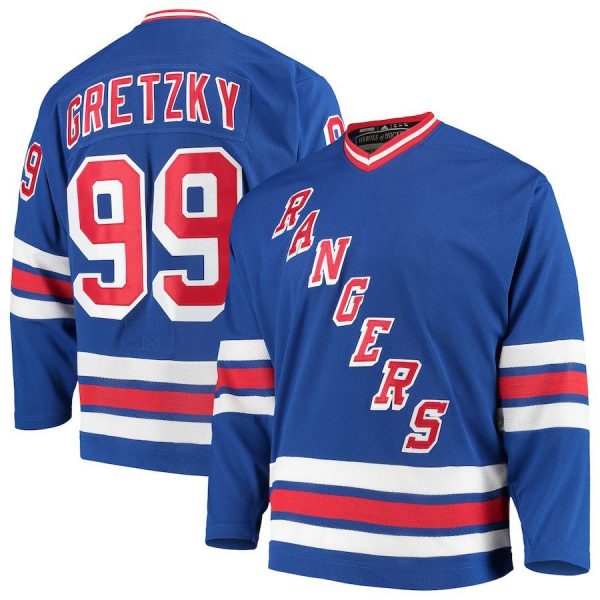 Men New York Rangers Wayne Gretzky Blue Heroes of Hockey Throwback Jersey