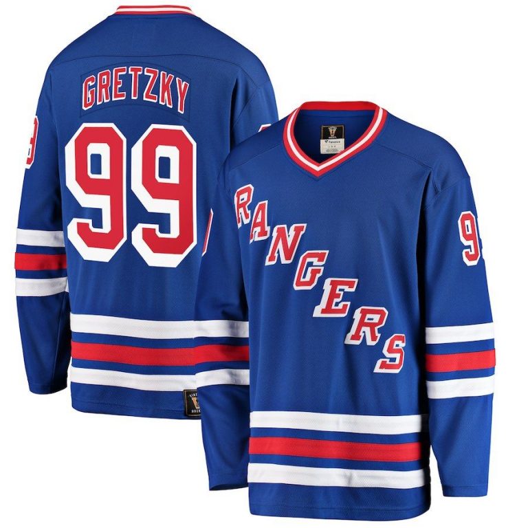 Men New York Rangers Wayne Gretzky Blue Premier Breakaway Heritage Player Jersey