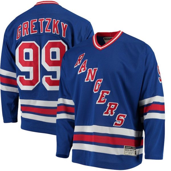 Men New York Rangers Wayne Gretzky CCM Royal Heroes of Hockey Throwback Jersey