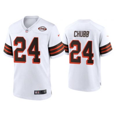 Men Nick Chubb Cleveland Browns White 1946 Collection Alternate Game Jersey