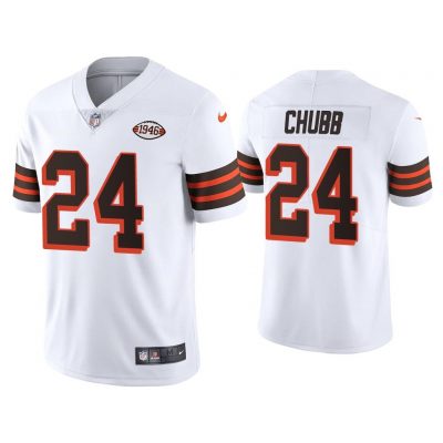 Men Nick Chubb Cleveland Browns White 1946 Collection Alternate Vapor Limited Jersey