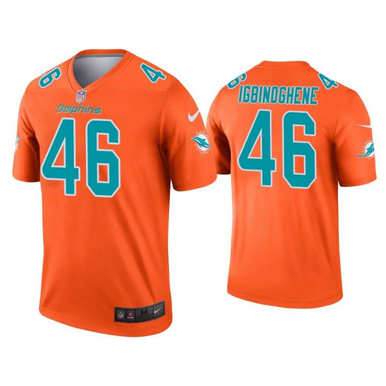 Men Noah Igbinoghene Miami Dolphins Orange Inverted Legend Jersey