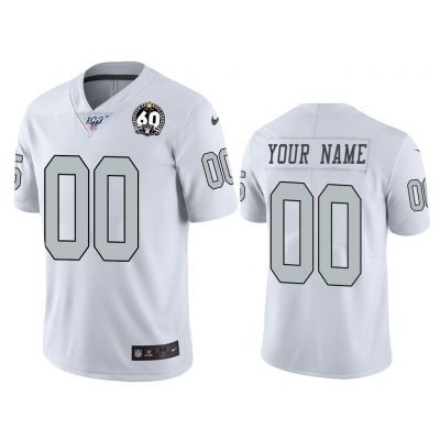 Men Oakland Raiders 60th Anniversary Custom White Limited Jersey