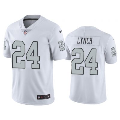 Men Oakland Raiders Marshawn Lynch #24 White Color Rush Limited Jersey