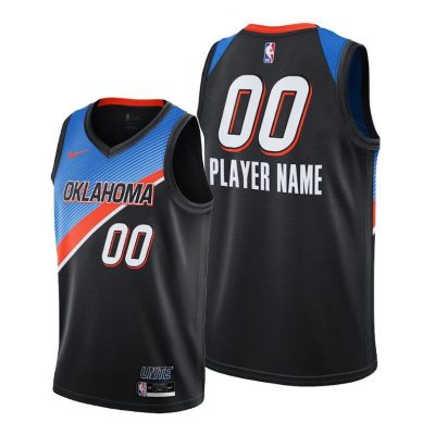 Men Oklahoma City Thunder #00 Custom Black 2020-21 City Edition Jersey Player