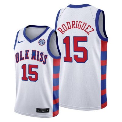 Men Ole Miss Rebels Luis Rodriguez #15 White 20th Anniversary 2021 Jersey