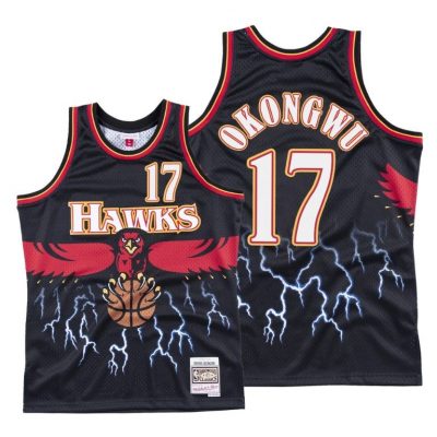 Men Onyeka Okongwu #17 Hawks Lightning Black Jersey