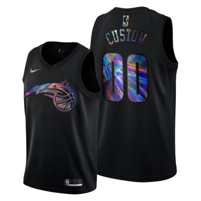 Men Orlando Magic Custom Iridescent Holographic Black Limited Edition Jersey