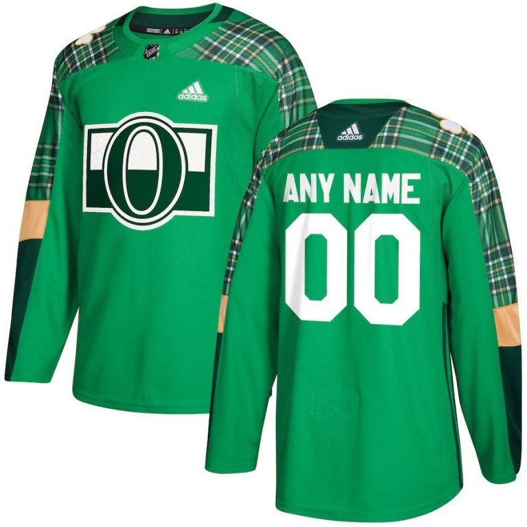 Men Ottawa Senators Green St. Patrick s Day Custom Practice Jersey