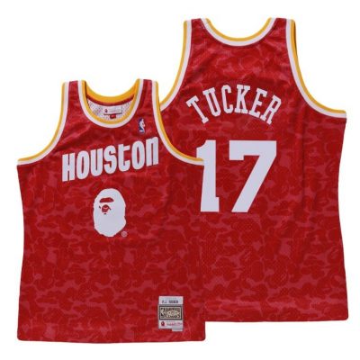 Men P.J. Tucker Houston Rockets Bape X Mitchell #17 Red Classic Jersey