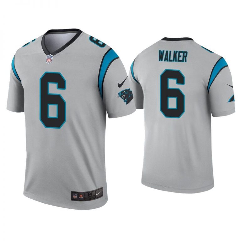 Men P.J. Walker Carolina Panthers Silver Inverted Legend Jersey