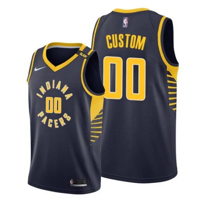 Men Pacers #00 Custom Navy honor Slick Leonard Jersey Icon Edition