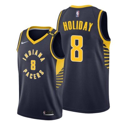 Men Pacers #8 Justin Holiday Navy honor Slick Leonard Jersey Icon Edition