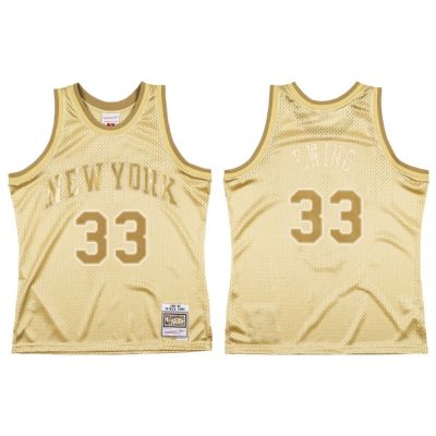 Men Patrick Ewing New York Knicks Gold Midas SM HWC Limited Jersey