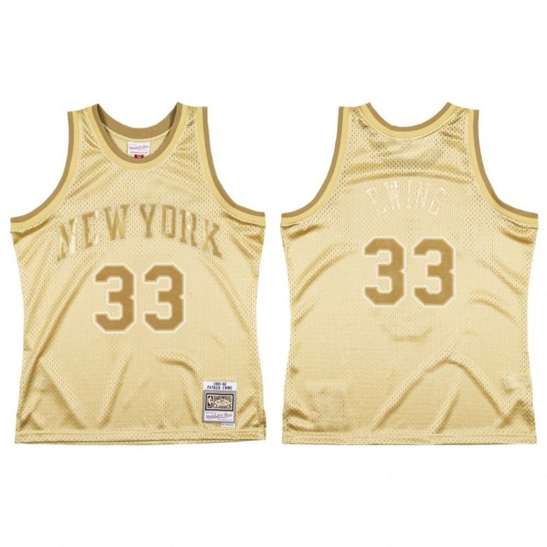 Men Patrick Ewing New York Knicks Gold Midas SM HWC Limited Jersey