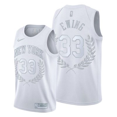 Men Patrick Ewing Retired Number Knicks #33 Platinum Jersey