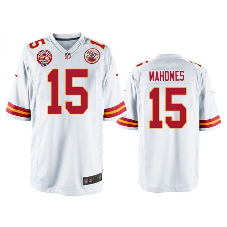 Men Patrick Mahomes Kansas City Chiefs White 60th Season Game Jersey