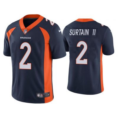 Men Patrick Surtain II Denver Broncos Navy 2021 NFL Draft Vapor Limited Jersey