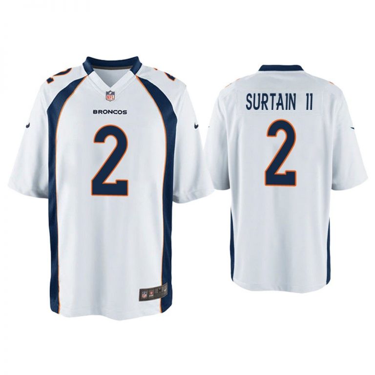 Men Patrick Surtain II Denver Broncos White 2021 NFL Draft Game Jersey