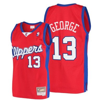 Men Paul George #13 Clippers Hardwood Classics 2001-02 Red Jersey