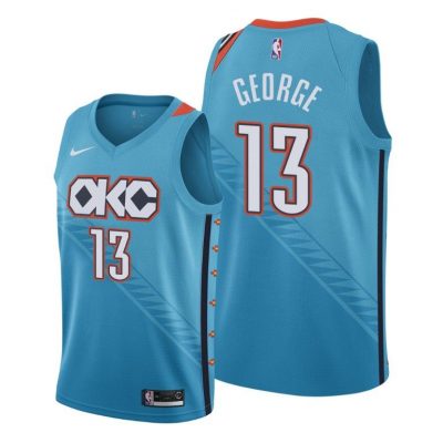Men Paul George #13 Thunder Turquoise City Edition Jersey
