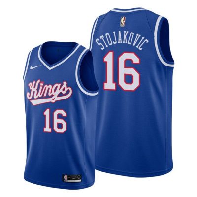 Men Peja Stojakovic Sacramento Kings 1990-1994 Classic Edition Blue Jersey