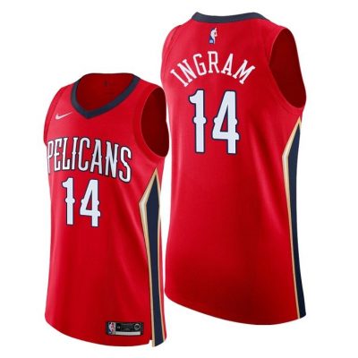 Men Pelicans #14 Brandon Ingram Red 2020-21 Statement Jersey