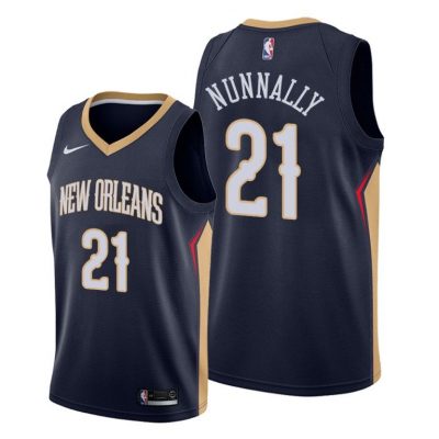 Men Pelicans #21 James Nunnally Navy 2021 Statement Edition Jersey