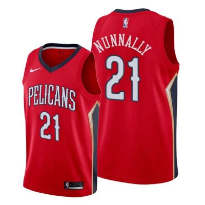 Men Pelicans #21 James Nunnally Red 2021 Icon Edition Jersey
