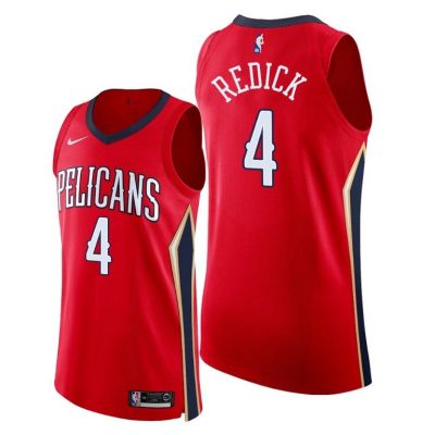 Men Pelicans #4 J.J. Redick Red 2020-21 Statement Jersey